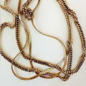 NEW! ALDO GOLD LAYERING CHAINS TWO Non Tarnishing Necklaces Unisex NWT